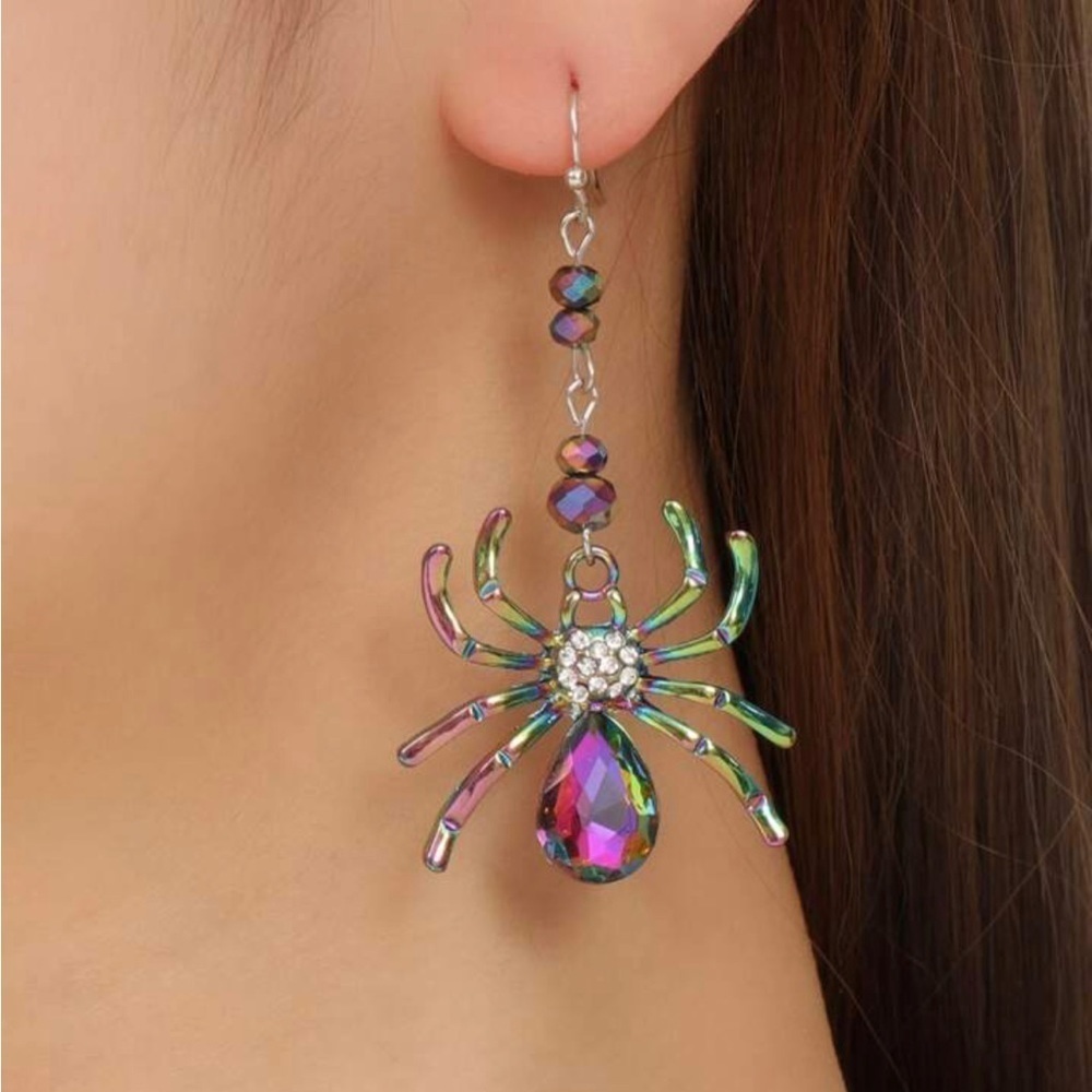 Fashion Spider Crystal Drop Earrings